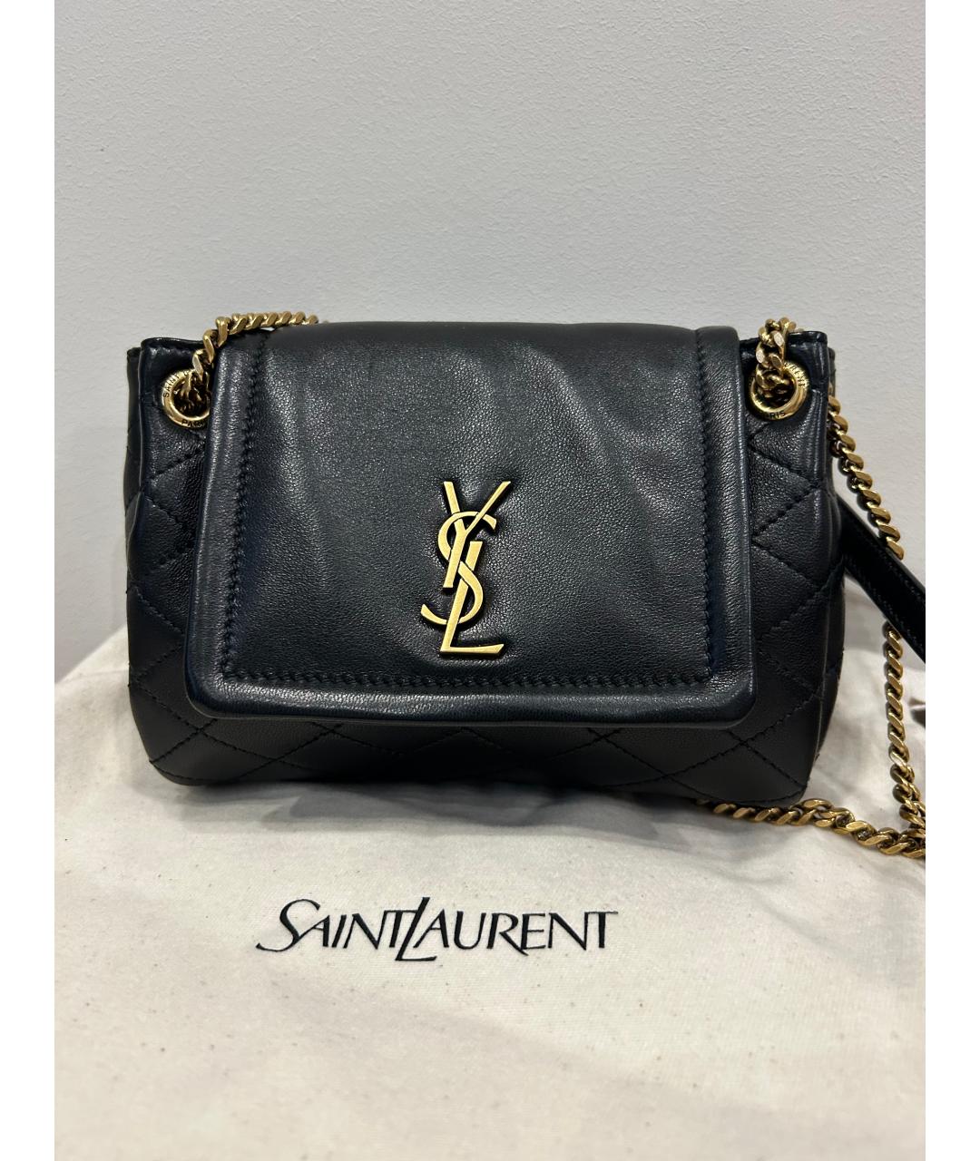 SAINT LAURENT Черная кожаная сумка через плечо, фото 9