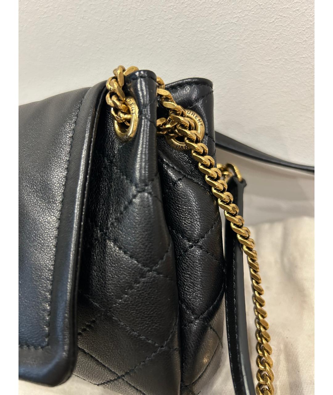 SAINT LAURENT Черная кожаная сумка через плечо, фото 2