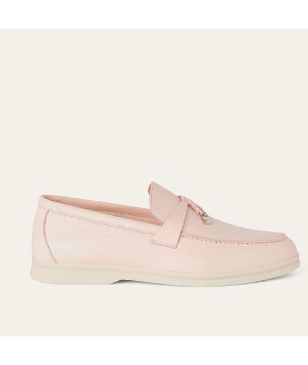 LORO PIANA Розовые кожаные лоферы, фото 6