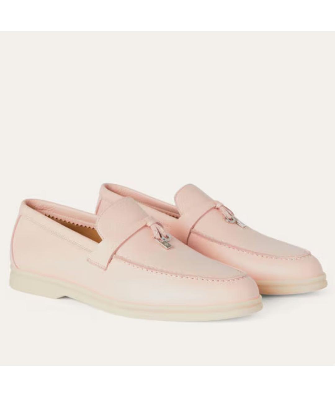 LORO PIANA Розовые кожаные лоферы, фото 2