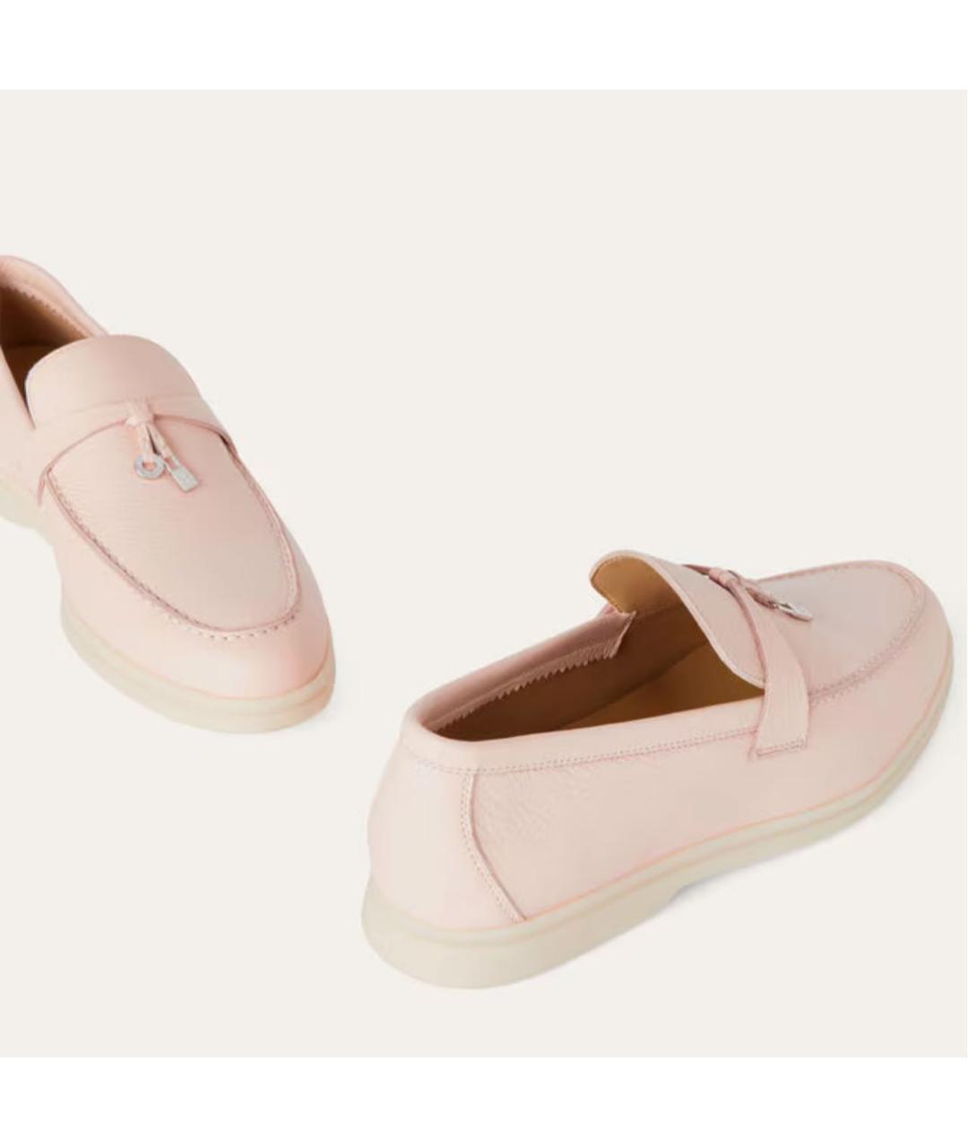 LORO PIANA Розовые кожаные лоферы, фото 4