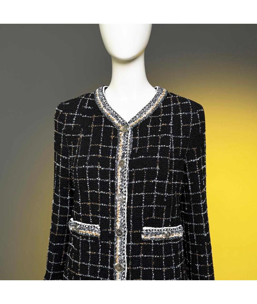 CHANEL Черный твидовый жакет/пиджак, фото 6