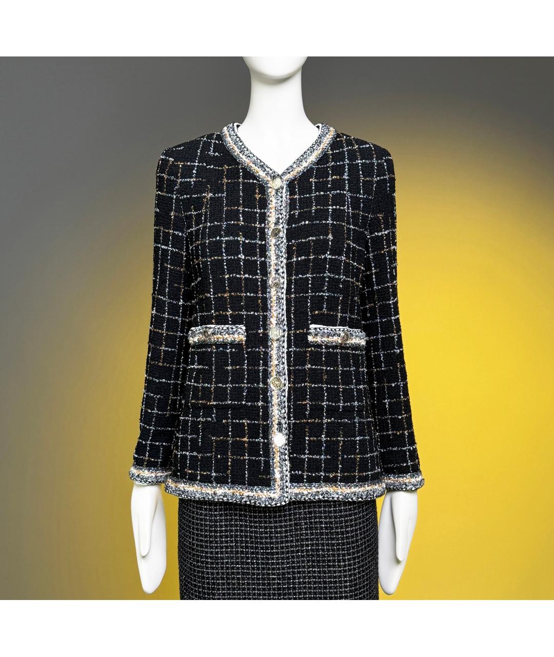 CHANEL Черный твидовый жакет/пиджак, фото 5