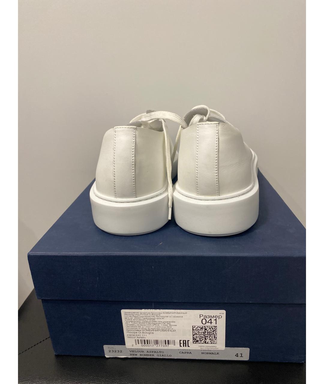 Principe di Bologna Белые кожаные низкие кроссовки / кеды, фото 4