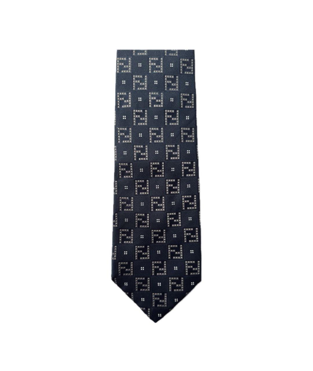 FENDI Темно-синий шелковый галстук, фото 1