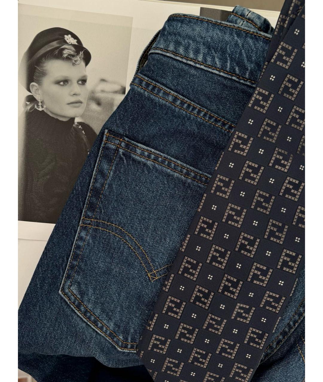 FENDI Темно-синий шелковый галстук, фото 8