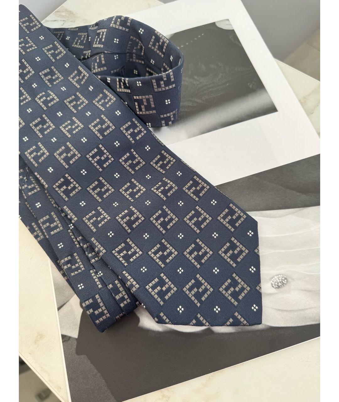 FENDI Темно-синий шелковый галстук, фото 6