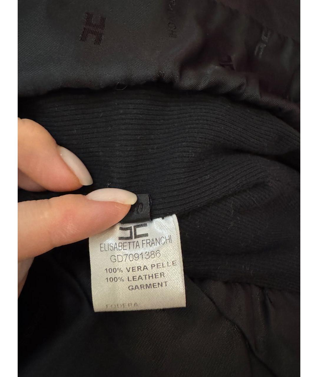 ELISABETTA FRANCHI Черная кожаная куртка, фото 7