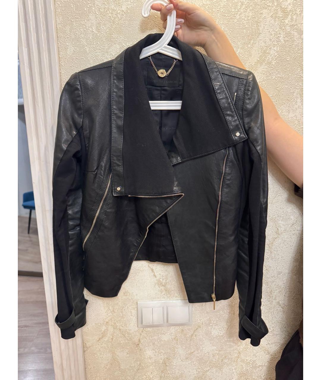 ELISABETTA FRANCHI Черная кожаная куртка, фото 9