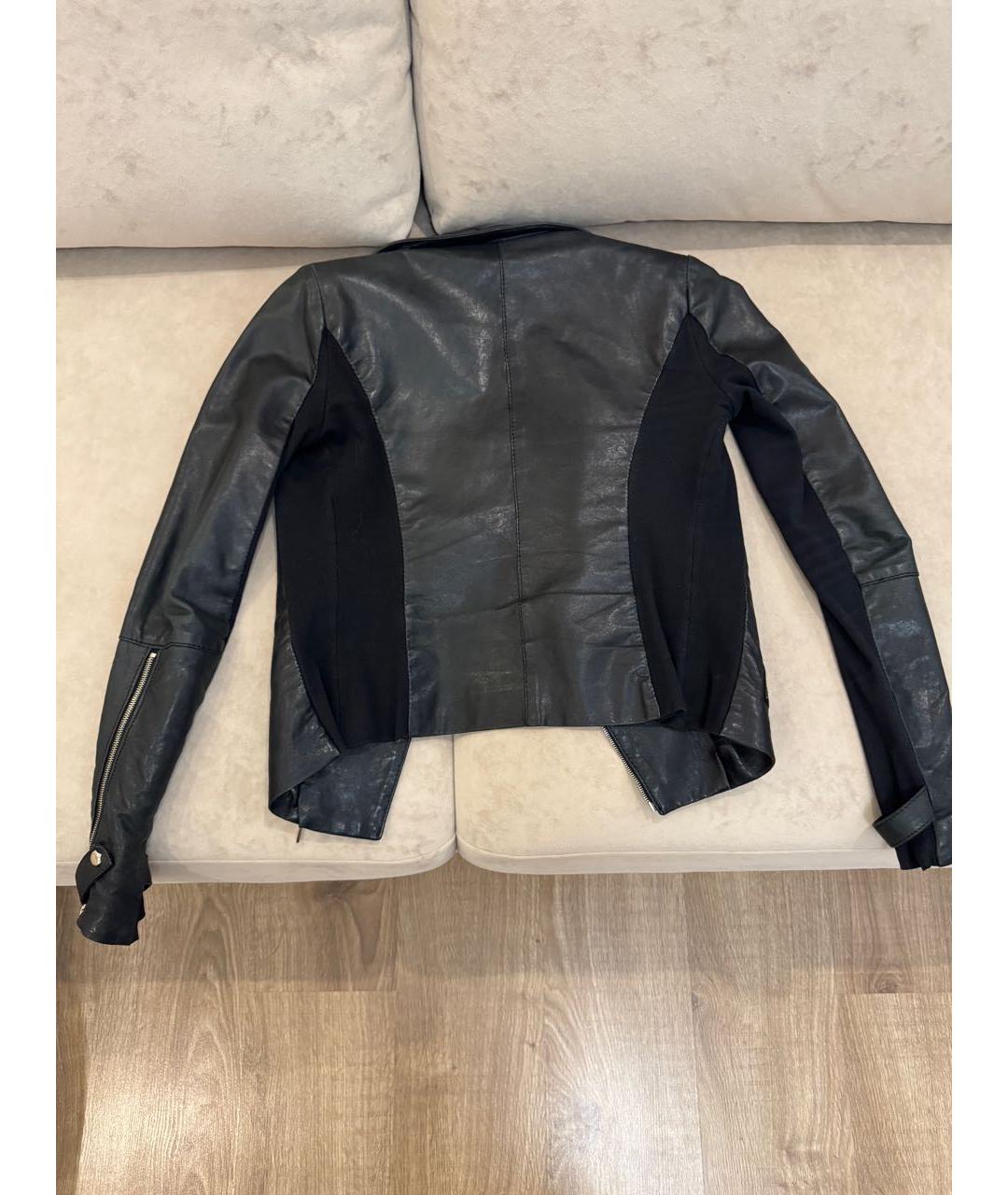 ELISABETTA FRANCHI Черная кожаная куртка, фото 3