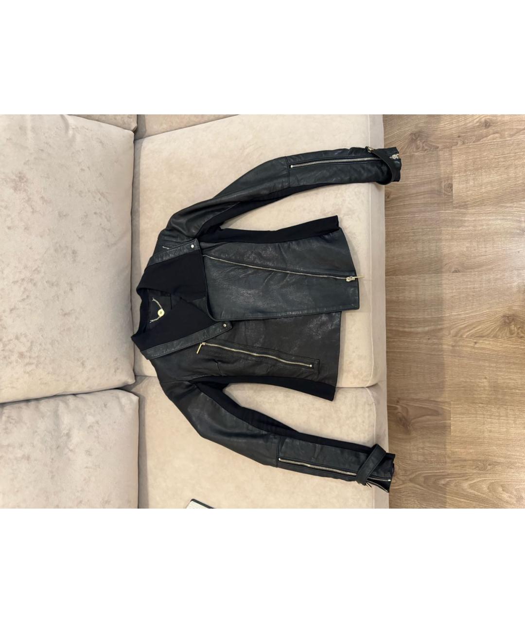 ELISABETTA FRANCHI Черная кожаная куртка, фото 2