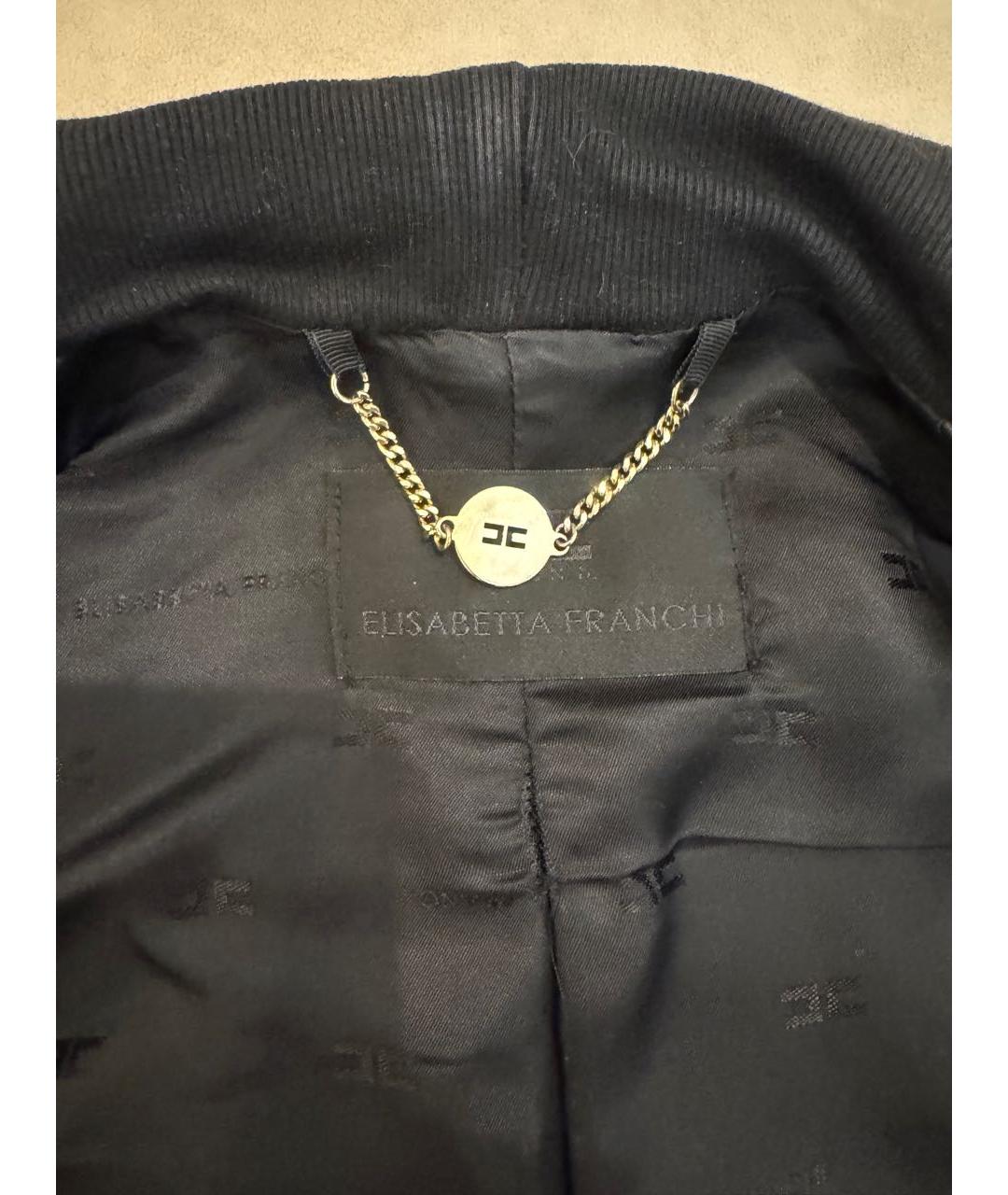 ELISABETTA FRANCHI Черная кожаная куртка, фото 4