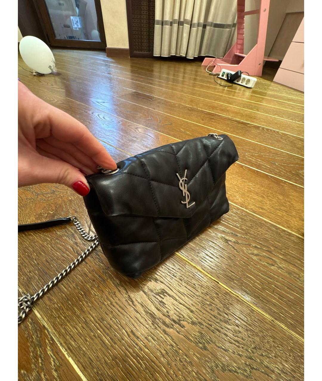 SAINT LAURENT Черная кожаная сумка через плечо, фото 2