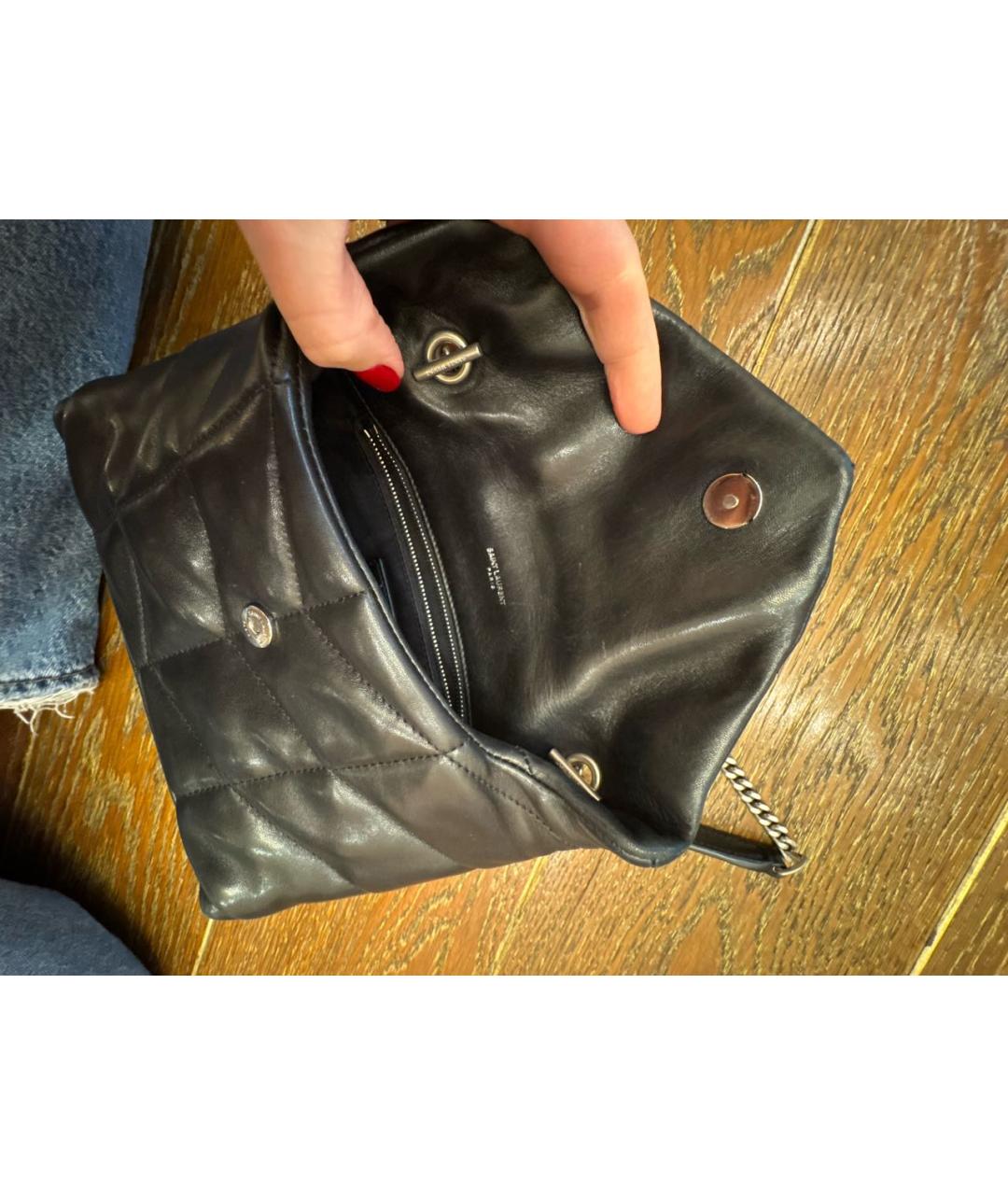 SAINT LAURENT Черная кожаная сумка через плечо, фото 6