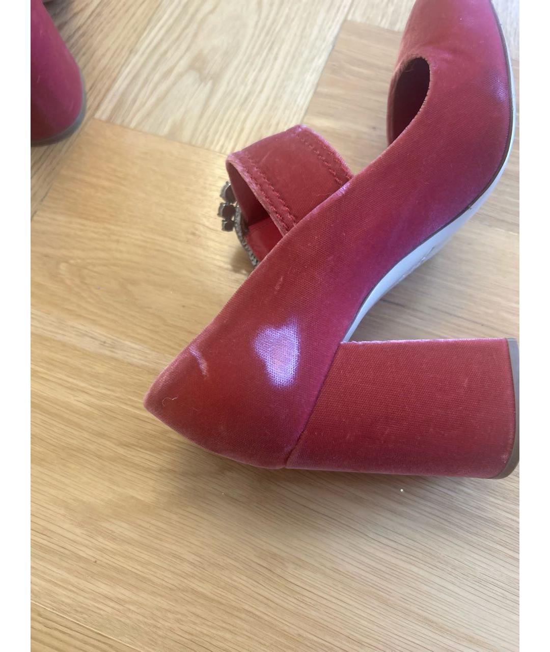 MIU MIU Розовые бархатные туфли, фото 7