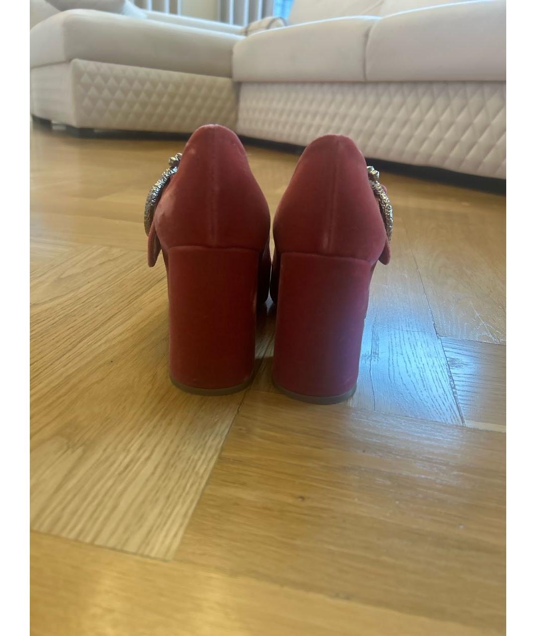 MIU MIU Розовые бархатные туфли, фото 4