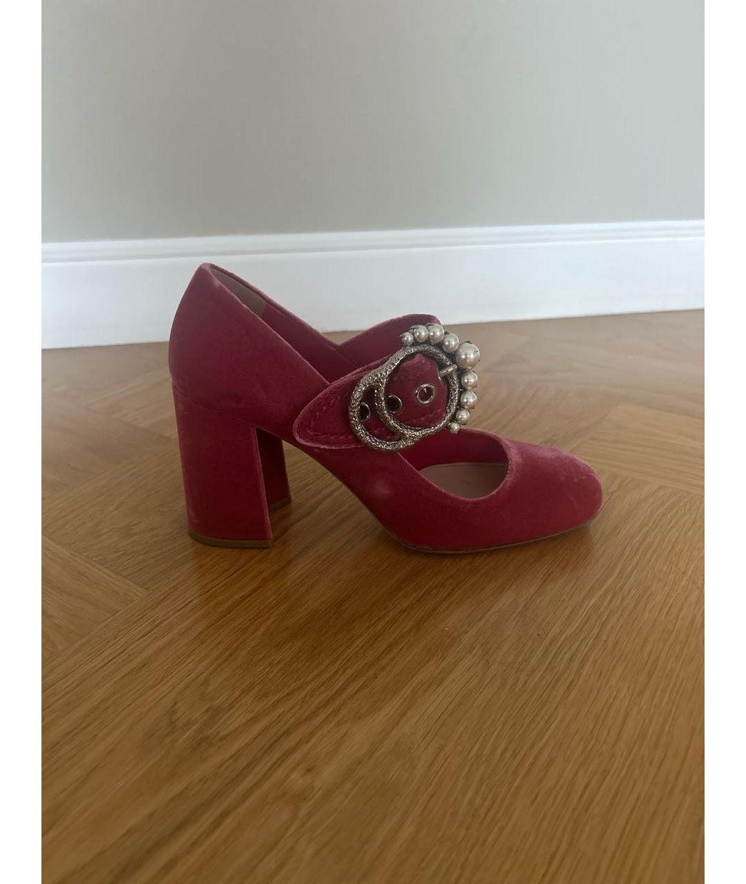 MIU MIU Розовые бархатные туфли, фото 9