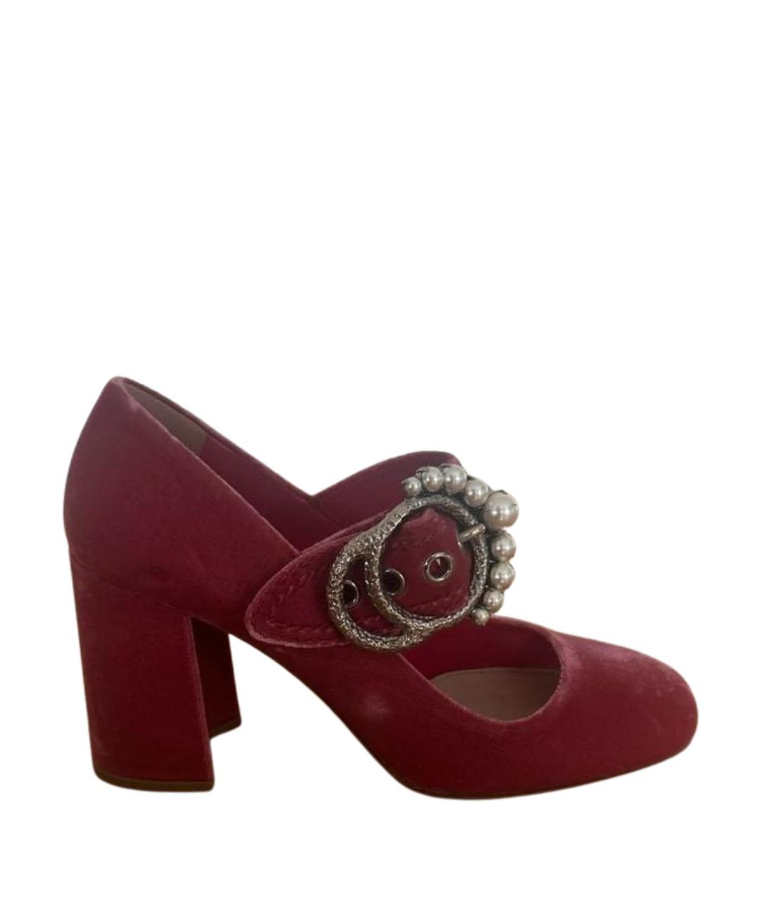 MIU MIU Розовые бархатные туфли, фото 1