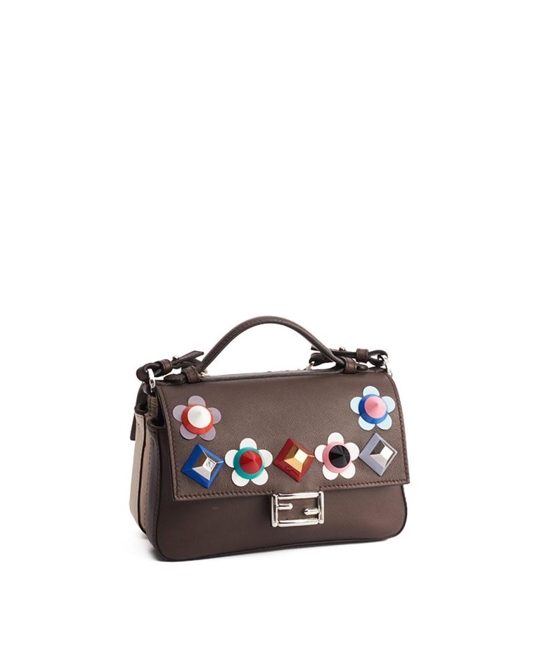 FENDI Коричневая кожаная сумка через плечо, фото 2