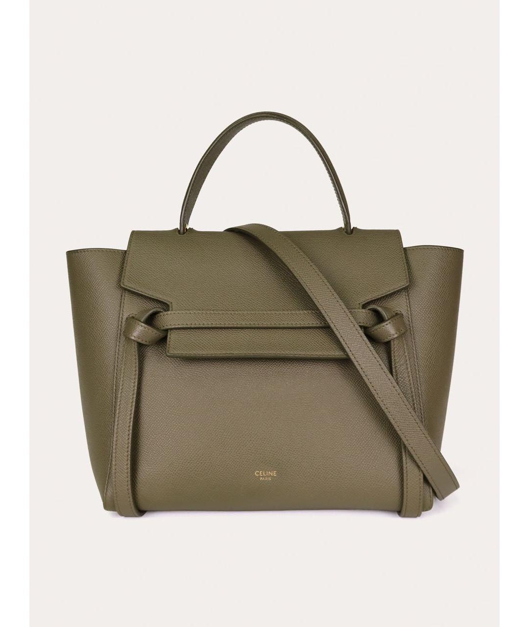 CELINE Зеленая кожаная сумка через плечо, фото 9