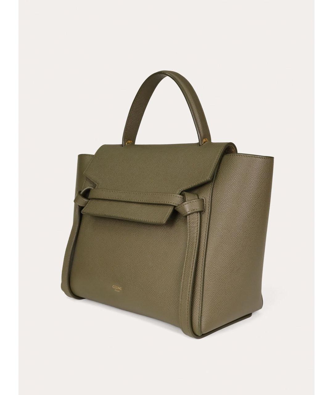 CELINE Зеленая кожаная сумка через плечо, фото 2