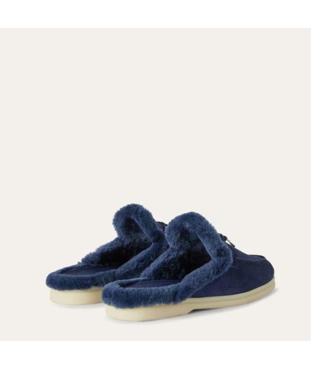 LORO PIANA Темно-синие замшевые лоферы, фото 3