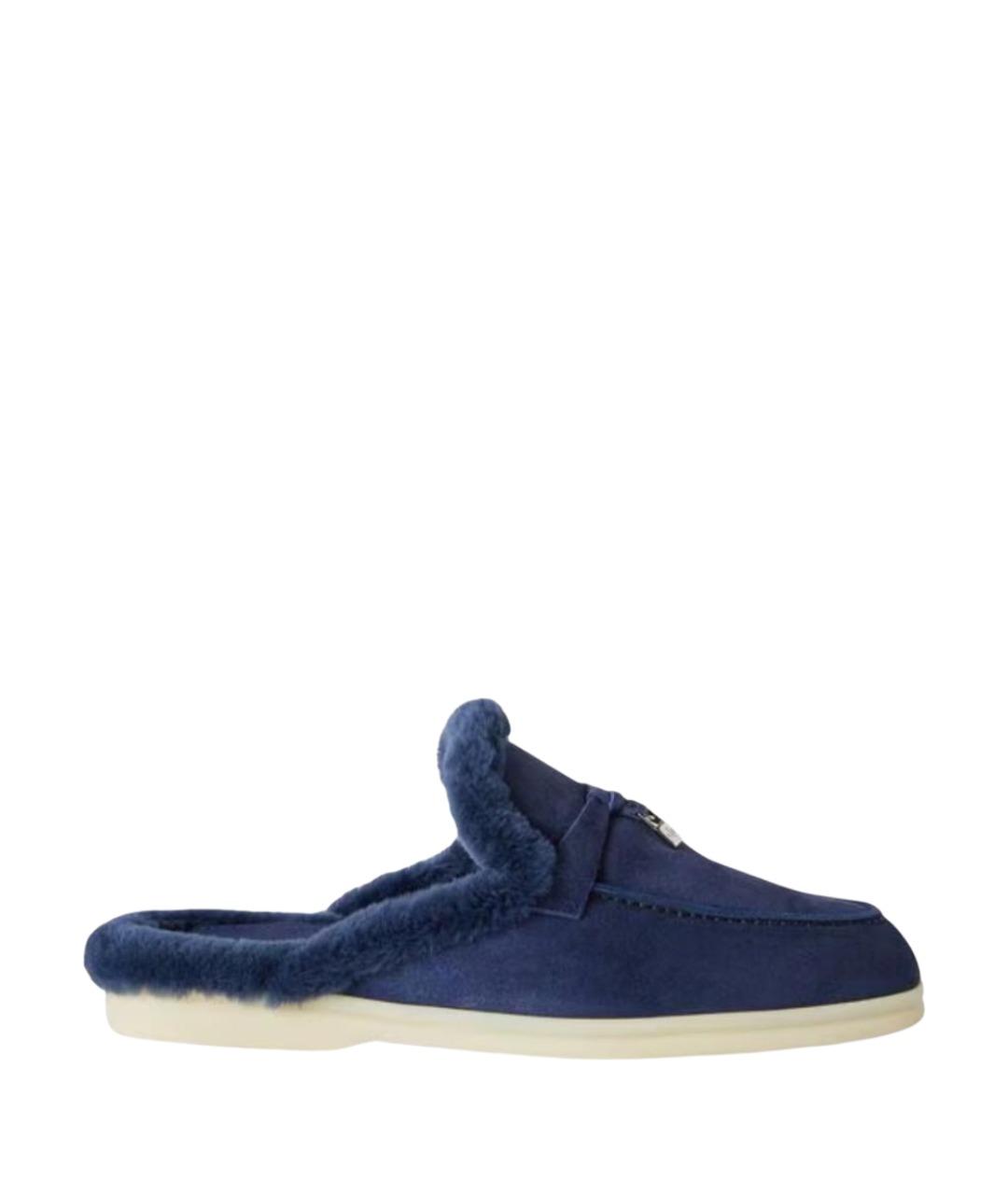LORO PIANA Темно-синие замшевые лоферы, фото 1