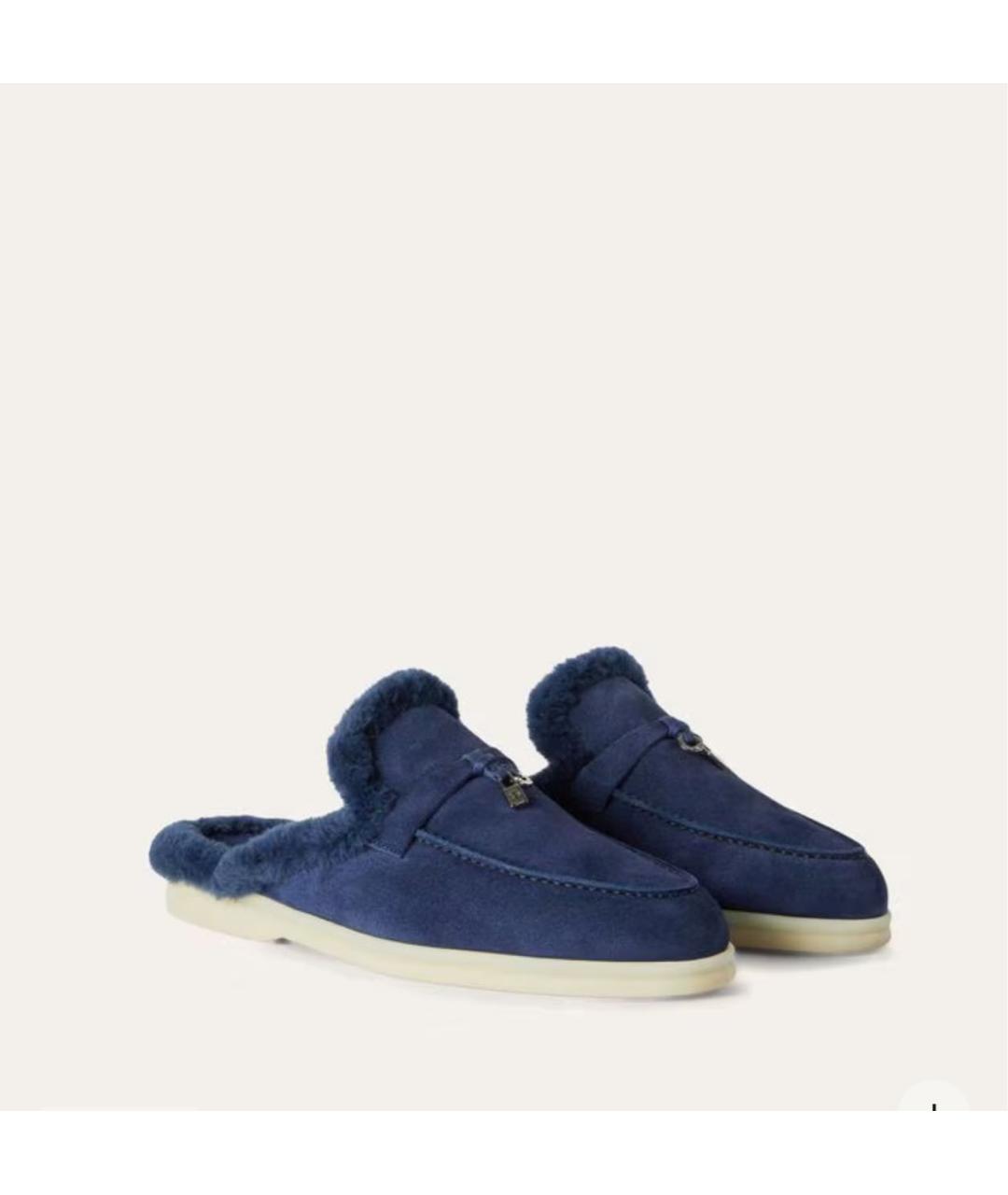 LORO PIANA Темно-синие замшевые лоферы, фото 2