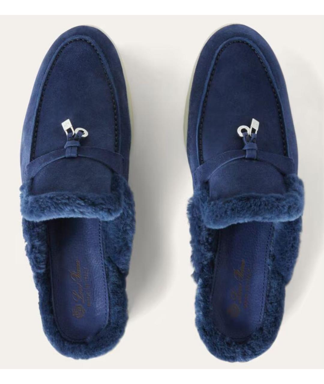 LORO PIANA Темно-синие замшевые лоферы, фото 4