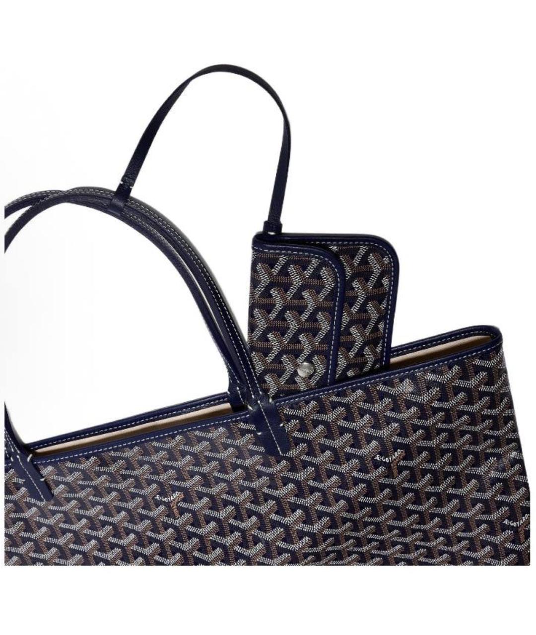 GOYARD Темно-синяя кожаная сумка тоут, фото 2