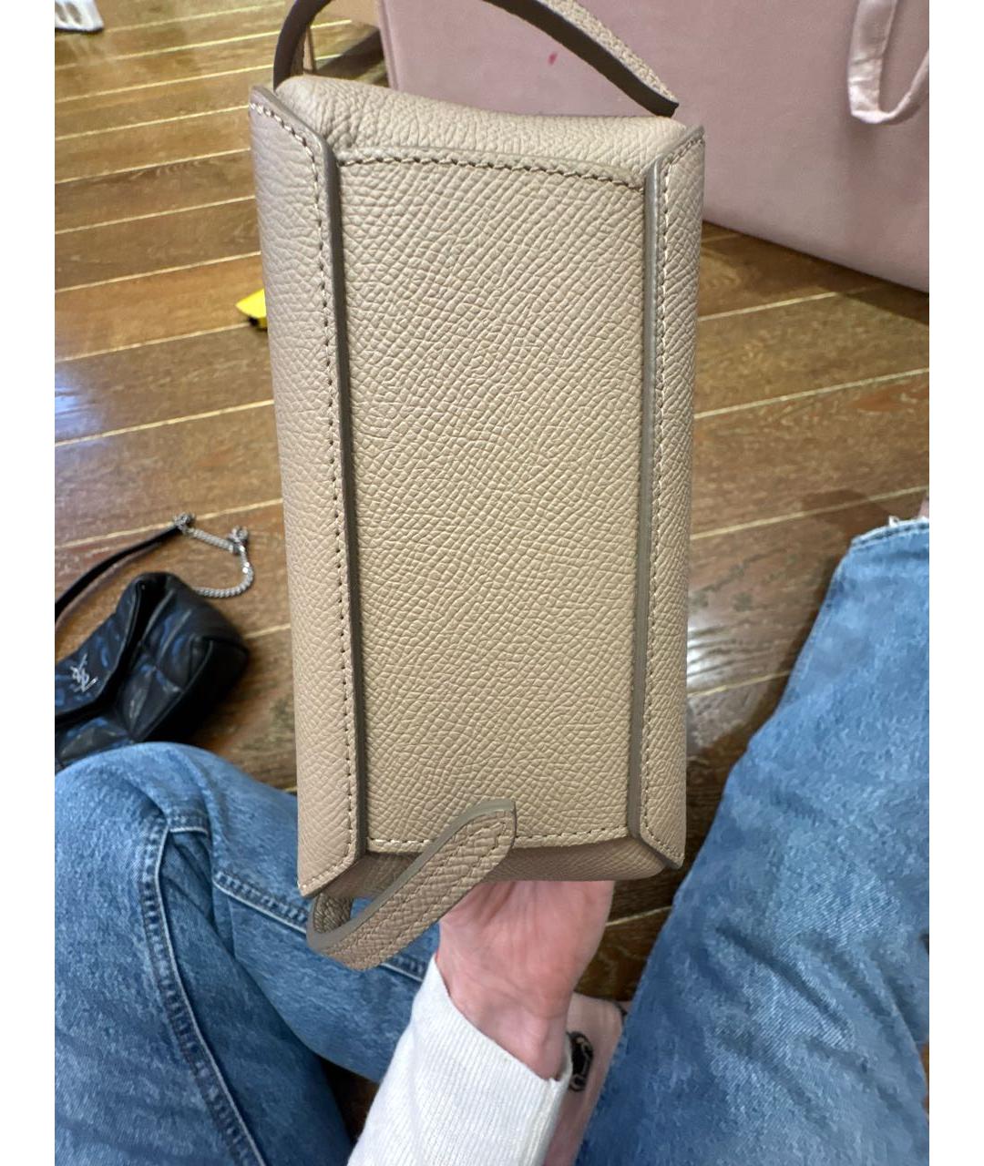 CELINE Бежевая кожаная сумка через плечо, фото 5