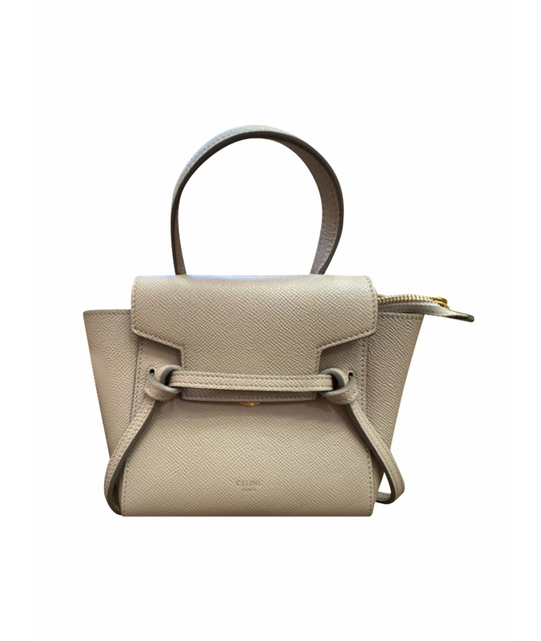 CELINE Бежевая кожаная сумка через плечо, фото 1