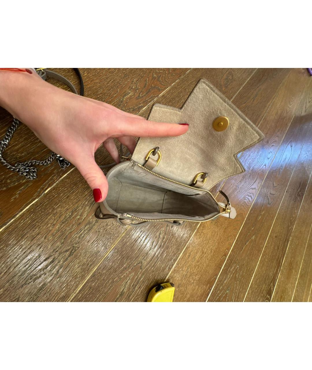 CELINE Бежевая кожаная сумка через плечо, фото 4