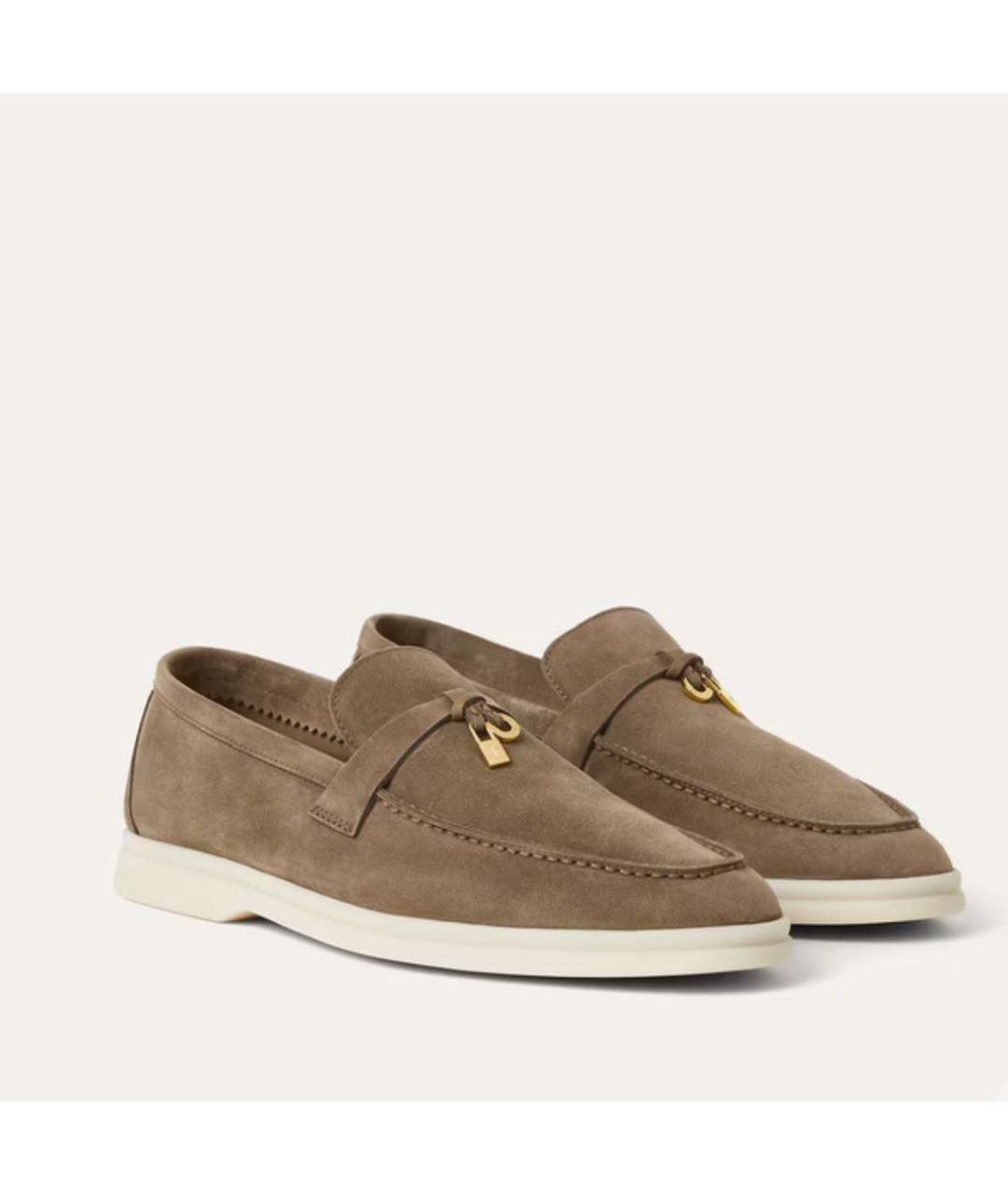 LORO PIANA Коричневые замшевые лоферы, фото 2
