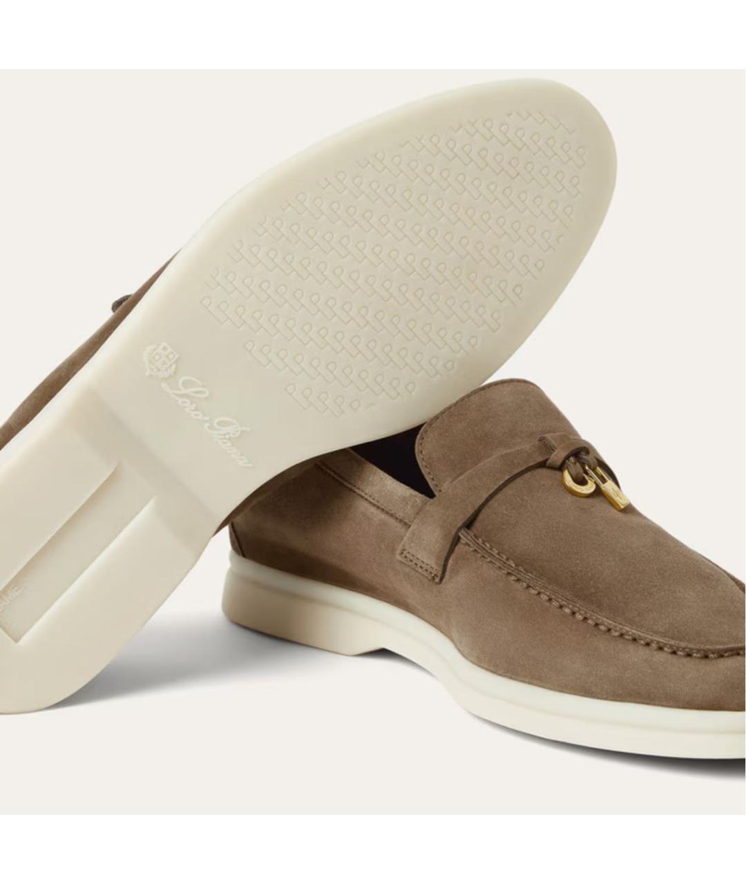 LORO PIANA Коричневые замшевые лоферы, фото 4