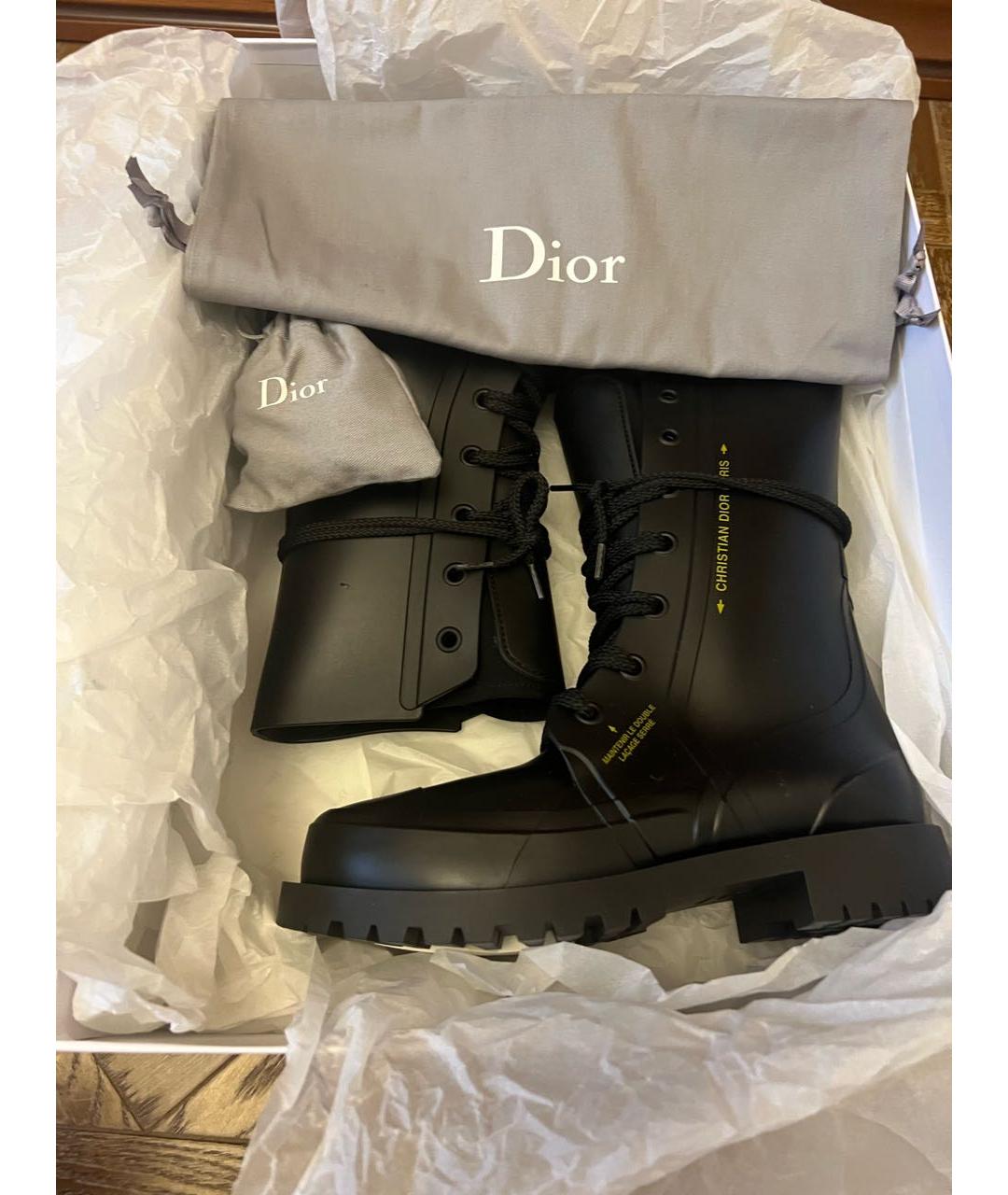 CHRISTIAN DIOR Черные резиновые сапоги, фото 5