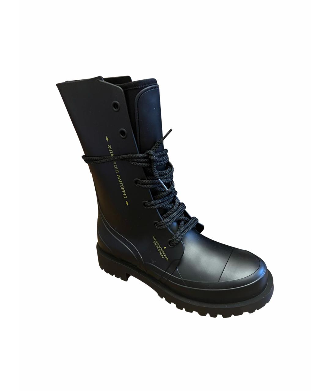 CHRISTIAN DIOR Черные резиновые сапоги, фото 1