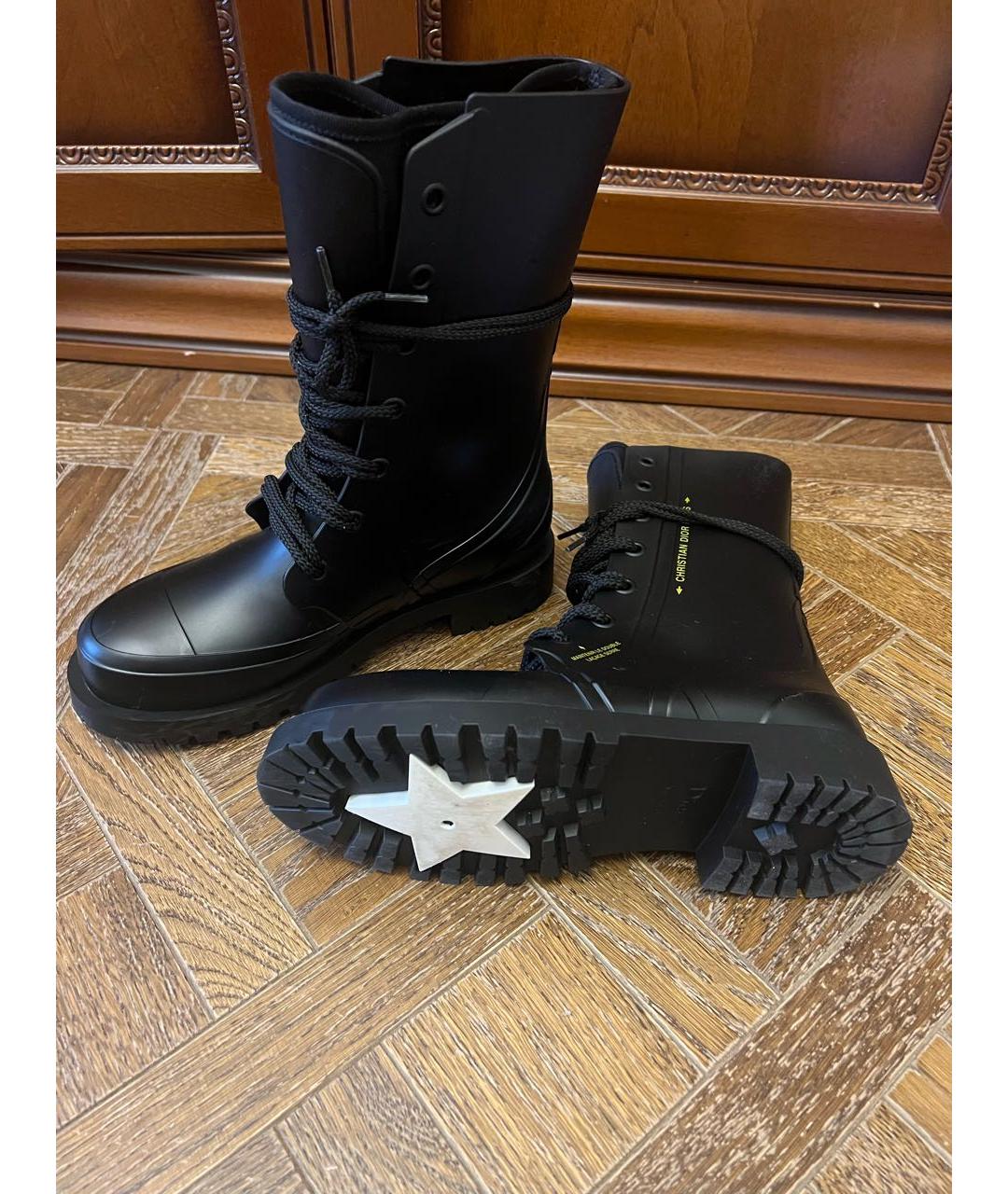 CHRISTIAN DIOR Черные резиновые сапоги, фото 3