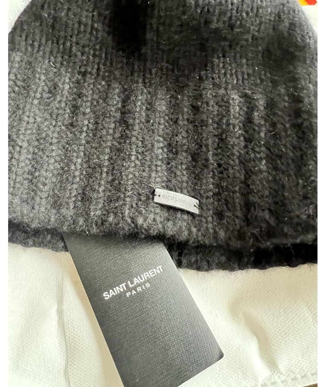 SAINT LAURENT Черная шерстяная шапка, фото 6