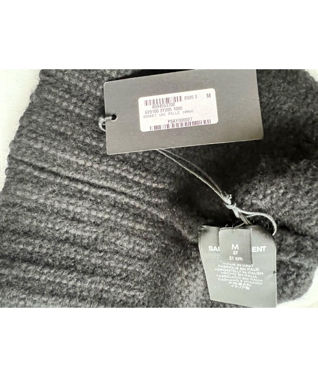 SAINT LAURENT Черная шерстяная шапка, фото 5