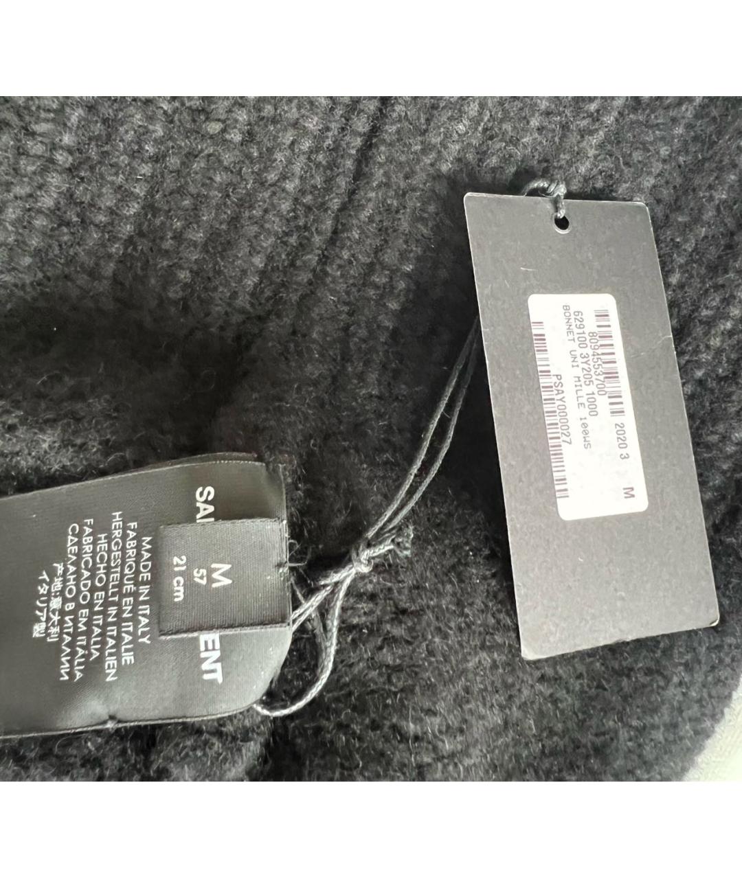 SAINT LAURENT Черная шерстяная шапка, фото 8