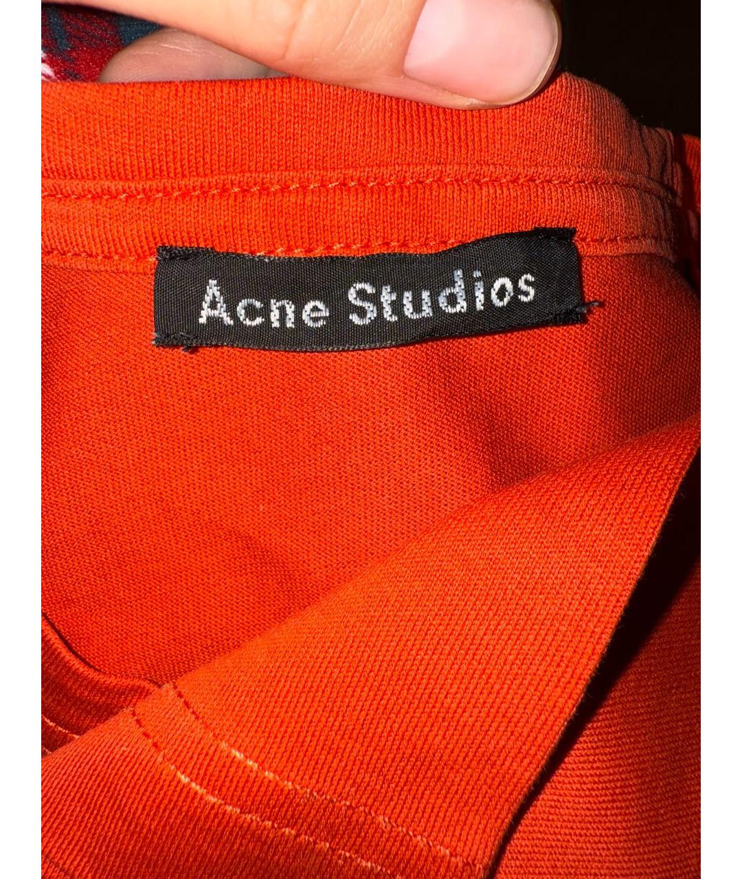 ACNE STUDIOS Оранжевая хлопковая футболка, фото 3