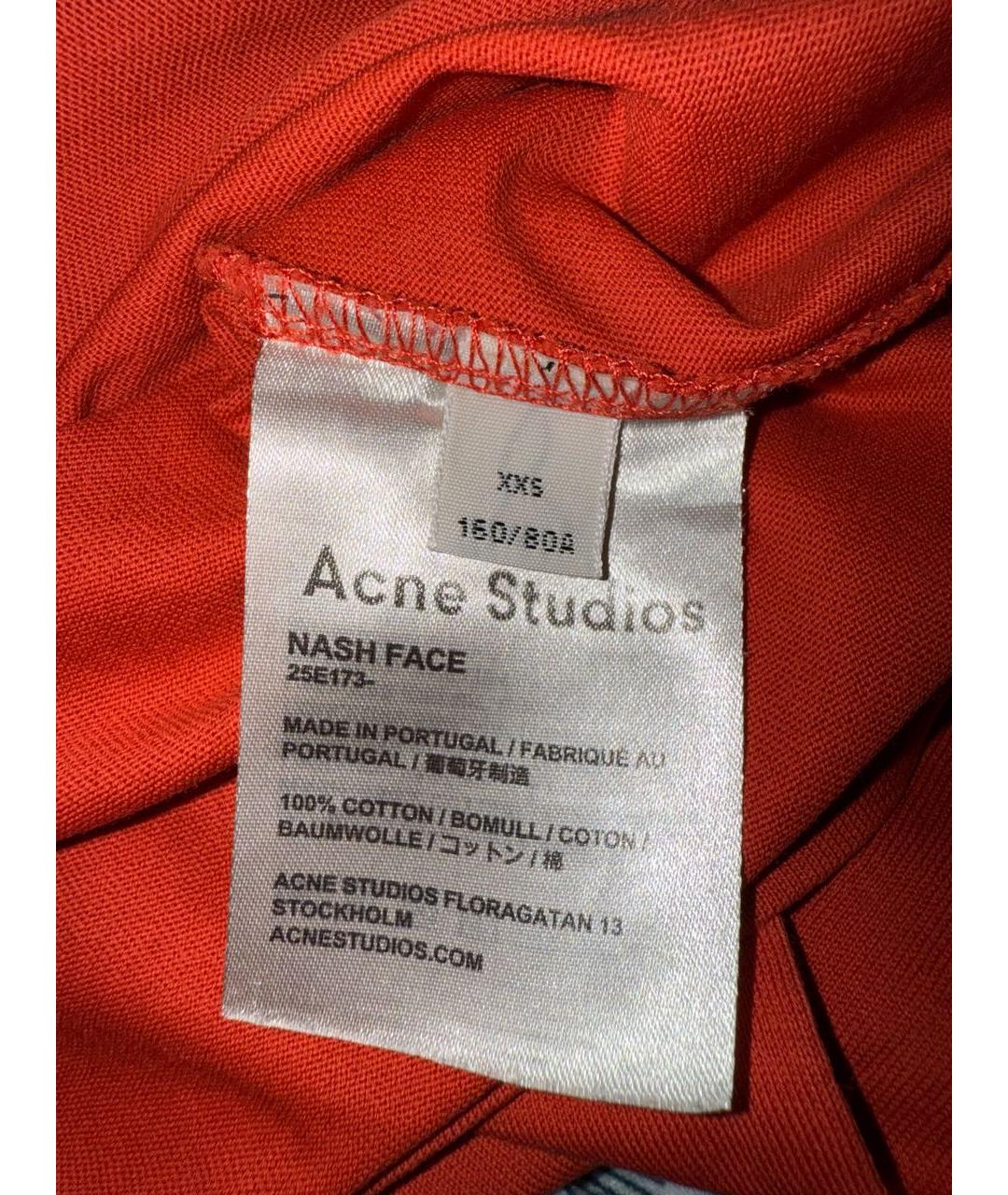 ACNE STUDIOS Оранжевая хлопковая футболка, фото 5