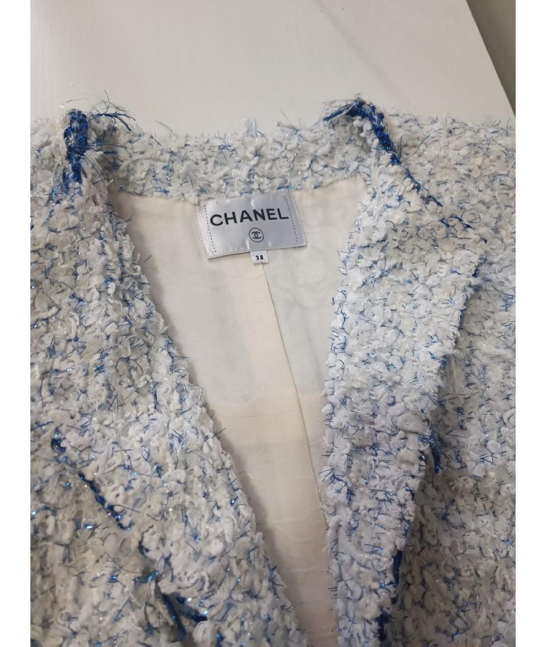 CHANEL Белый полиэстеровый жакет/пиджак, фото 5