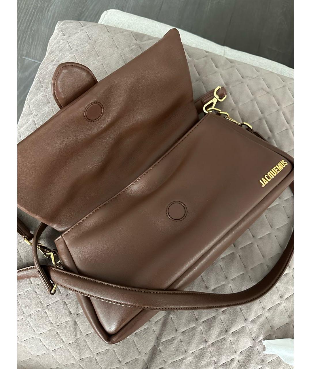 JACQUEMUS Коричневая кожаная сумка через плечо, фото 4