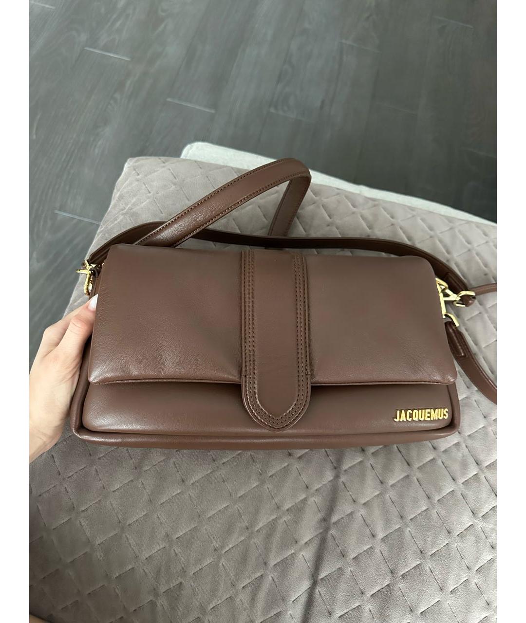 JACQUEMUS Коричневая кожаная сумка через плечо, фото 7