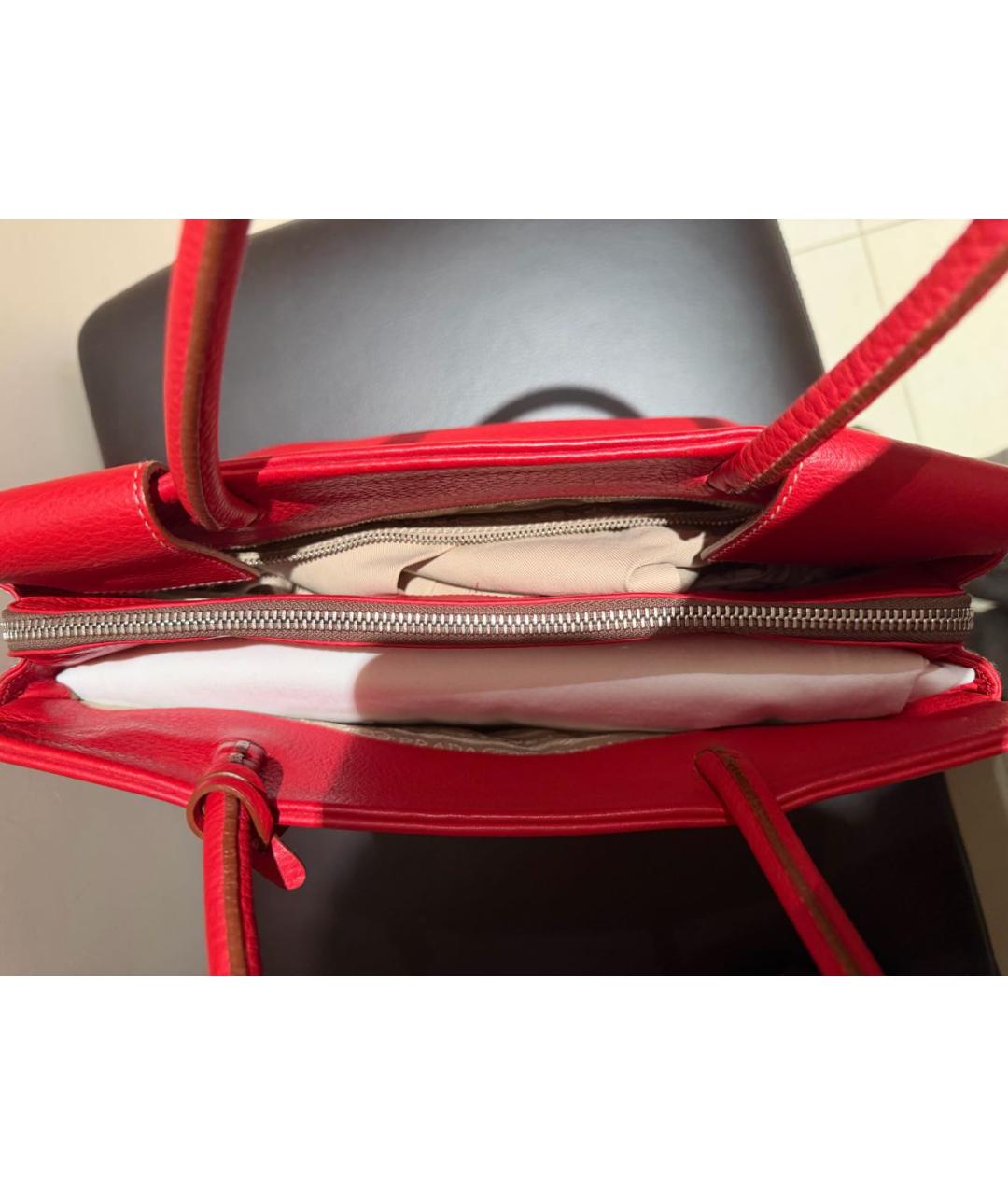PRADA Красная кожаная сумка с короткими ручками, фото 4