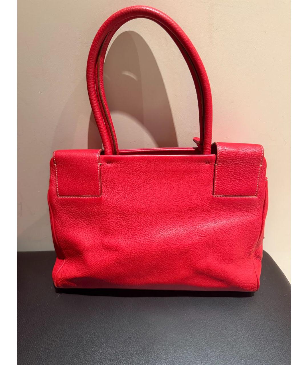 PRADA Красная кожаная сумка с короткими ручками, фото 3