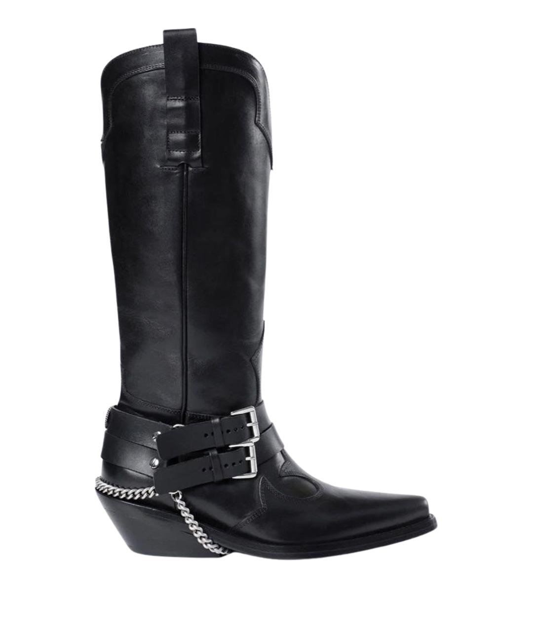 ANN DEMEULEMEESTER Черные кожаные сапоги, фото 1