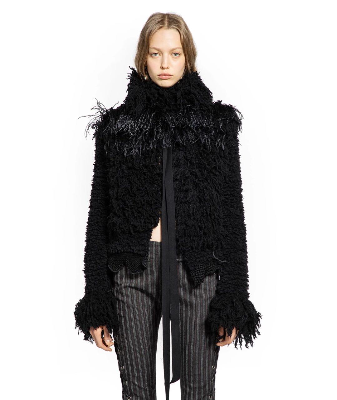 ANN DEMEULEMEESTER Черный шерстяной кардиган, фото 2